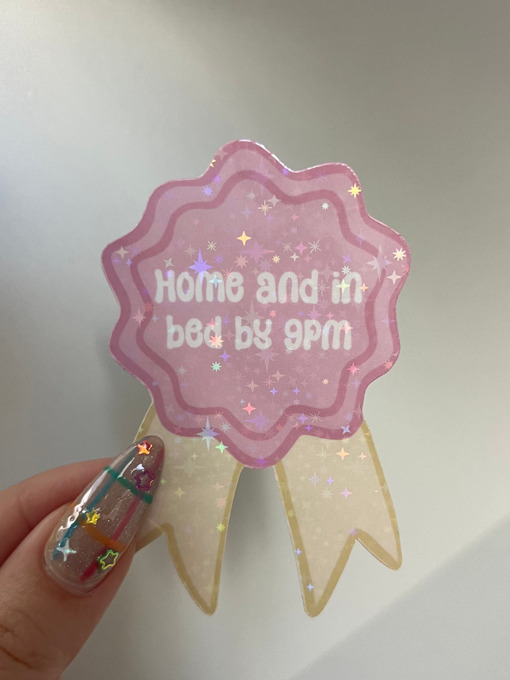 Home And In Bed By 9pm Badge Sticker