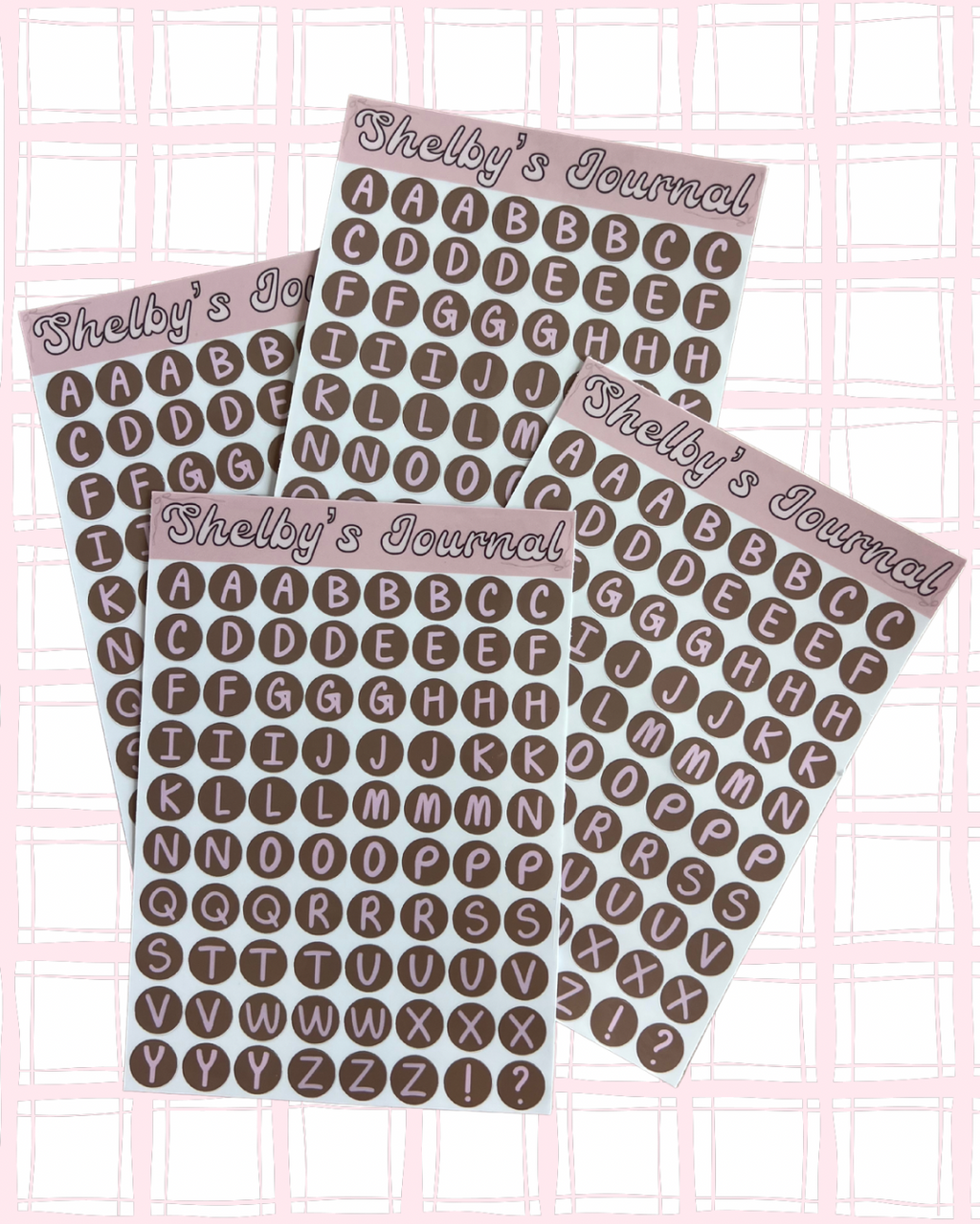 Pink and Brown Letter Sticker Sheet