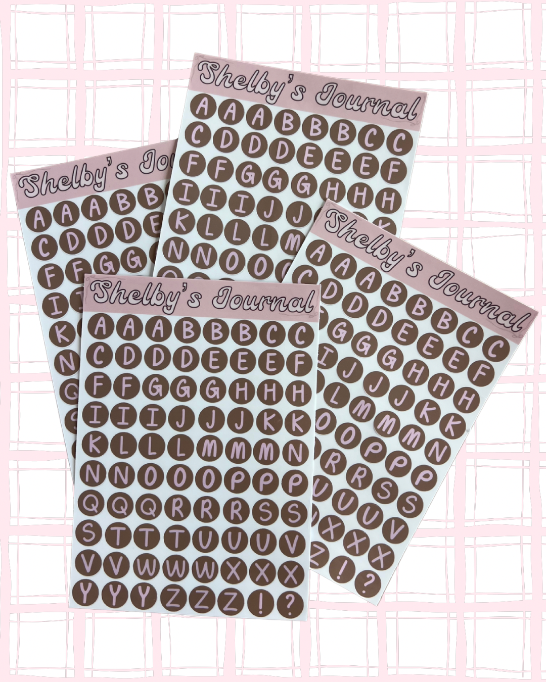 Pink and Brown Letter Sticker Sheet