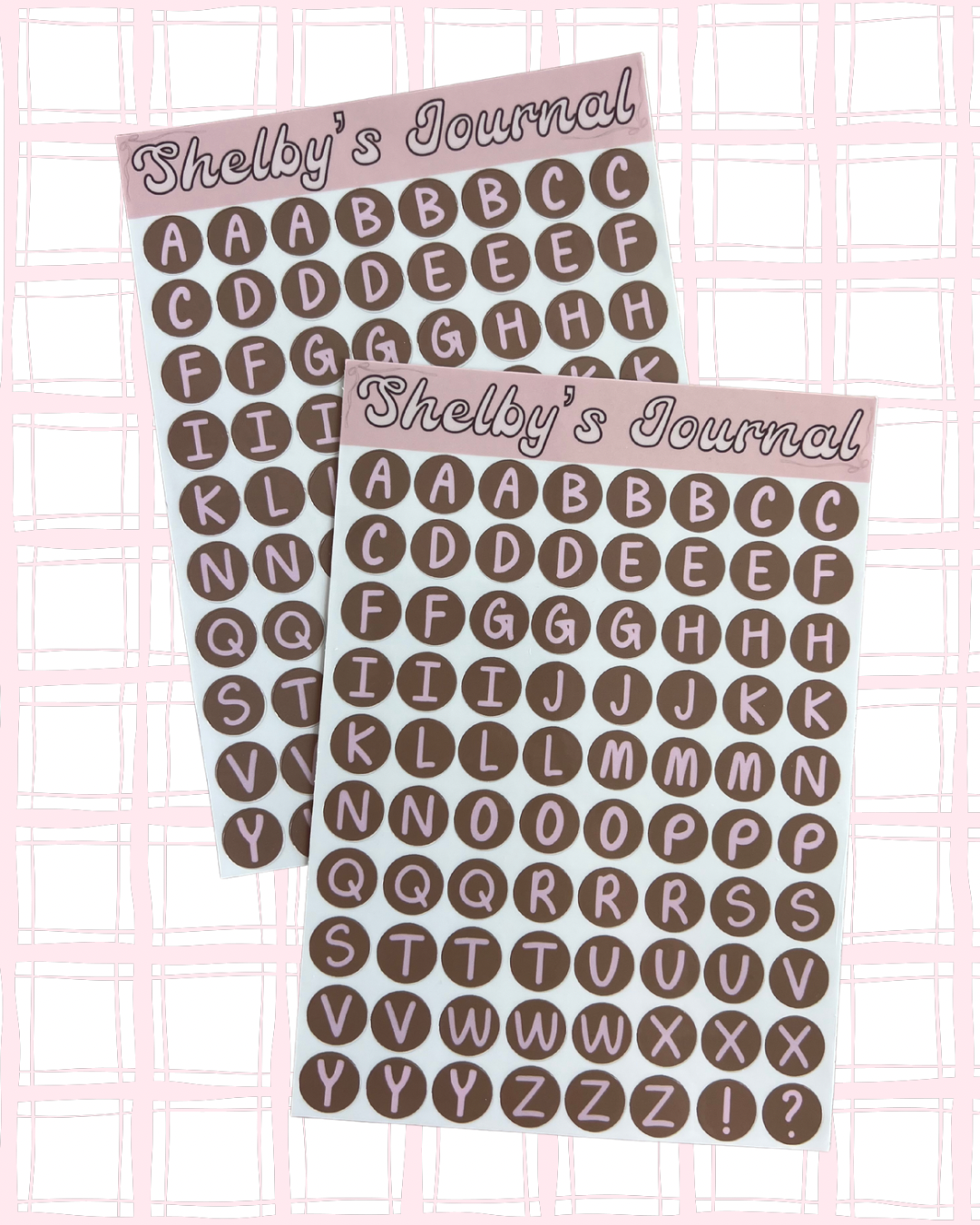 Pink and Brown Letter Sticker Sheet