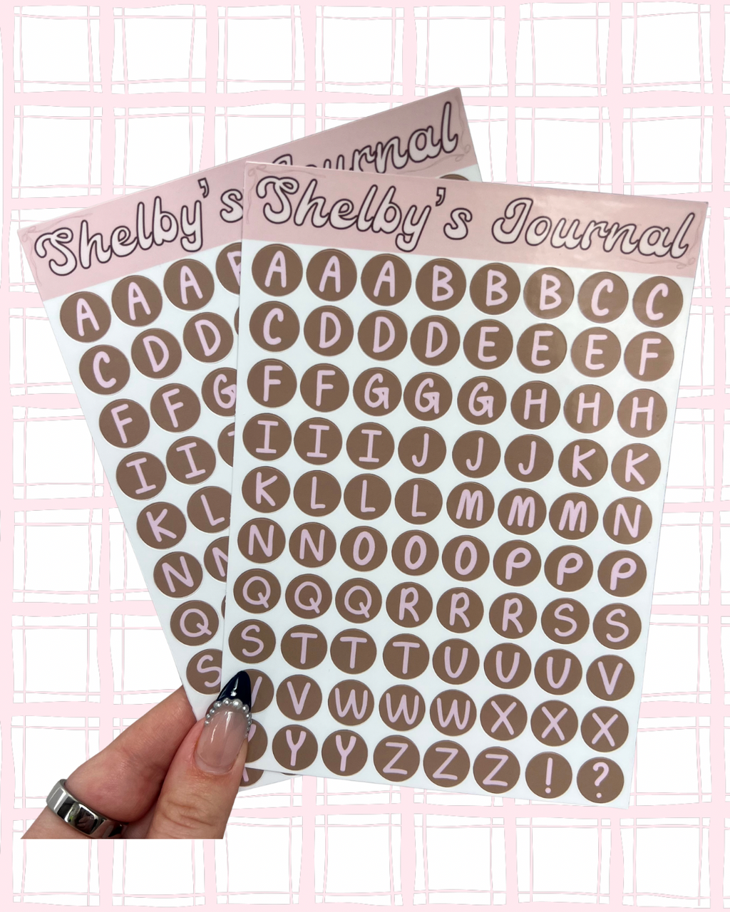 Pink and Brown Letter Sticker Sheet