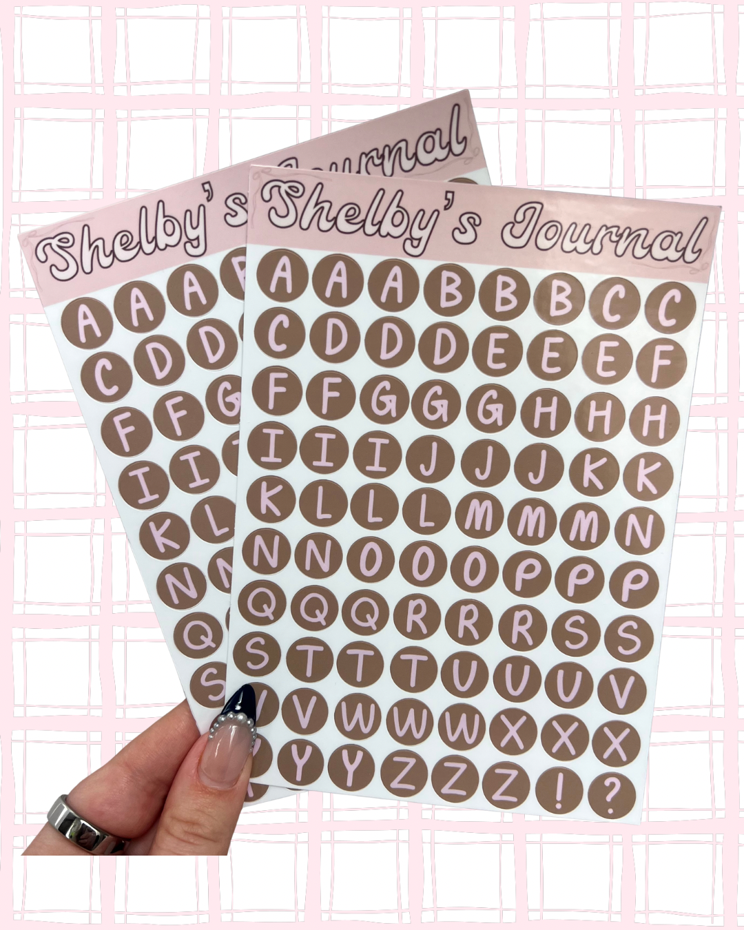 Pink and Brown Letter Sticker Sheet
