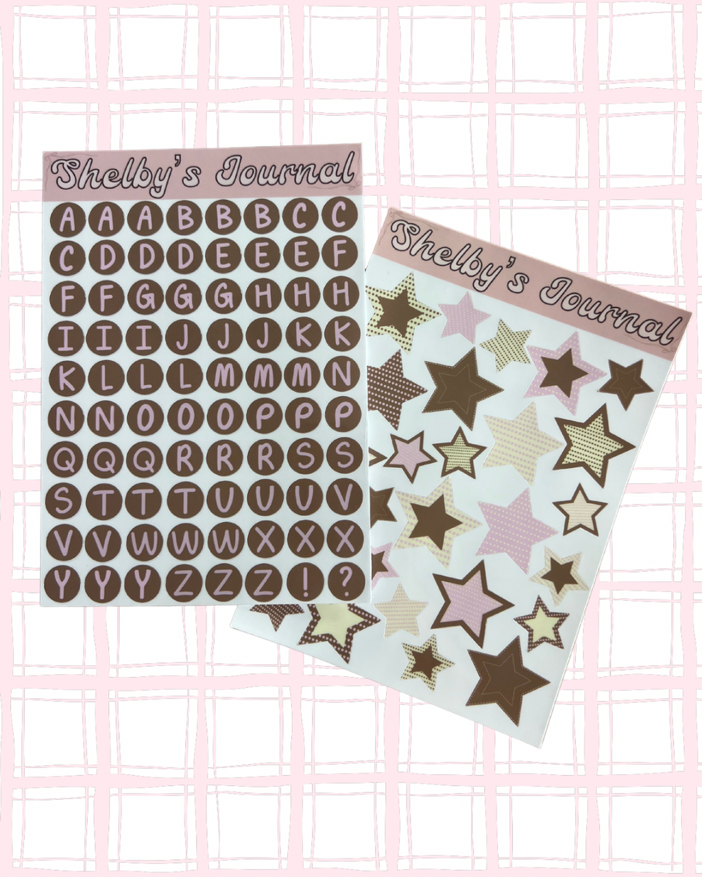 Pink and Brown Letter Sticker Sheet