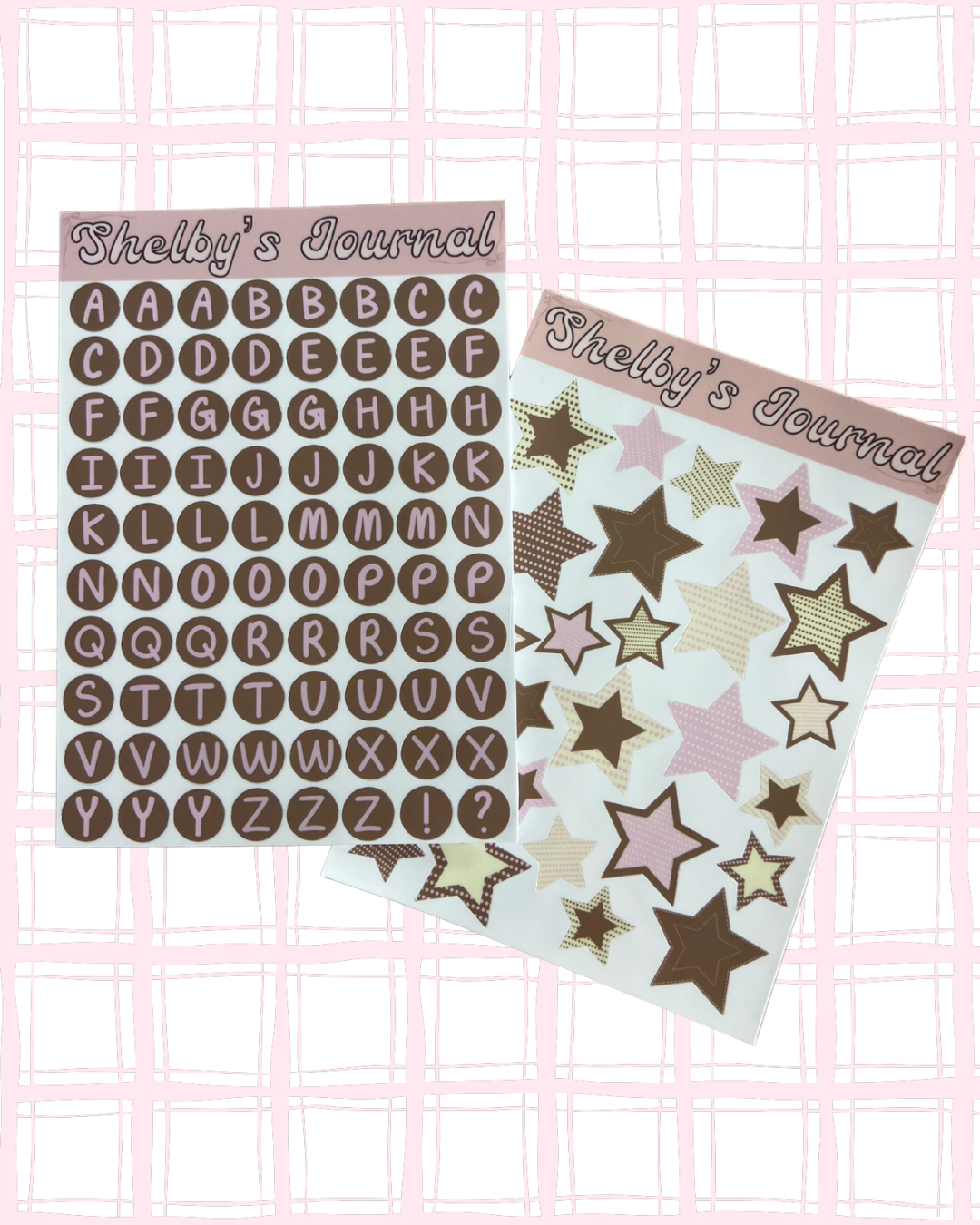 Pink and Brown Letter Sticker Sheet
