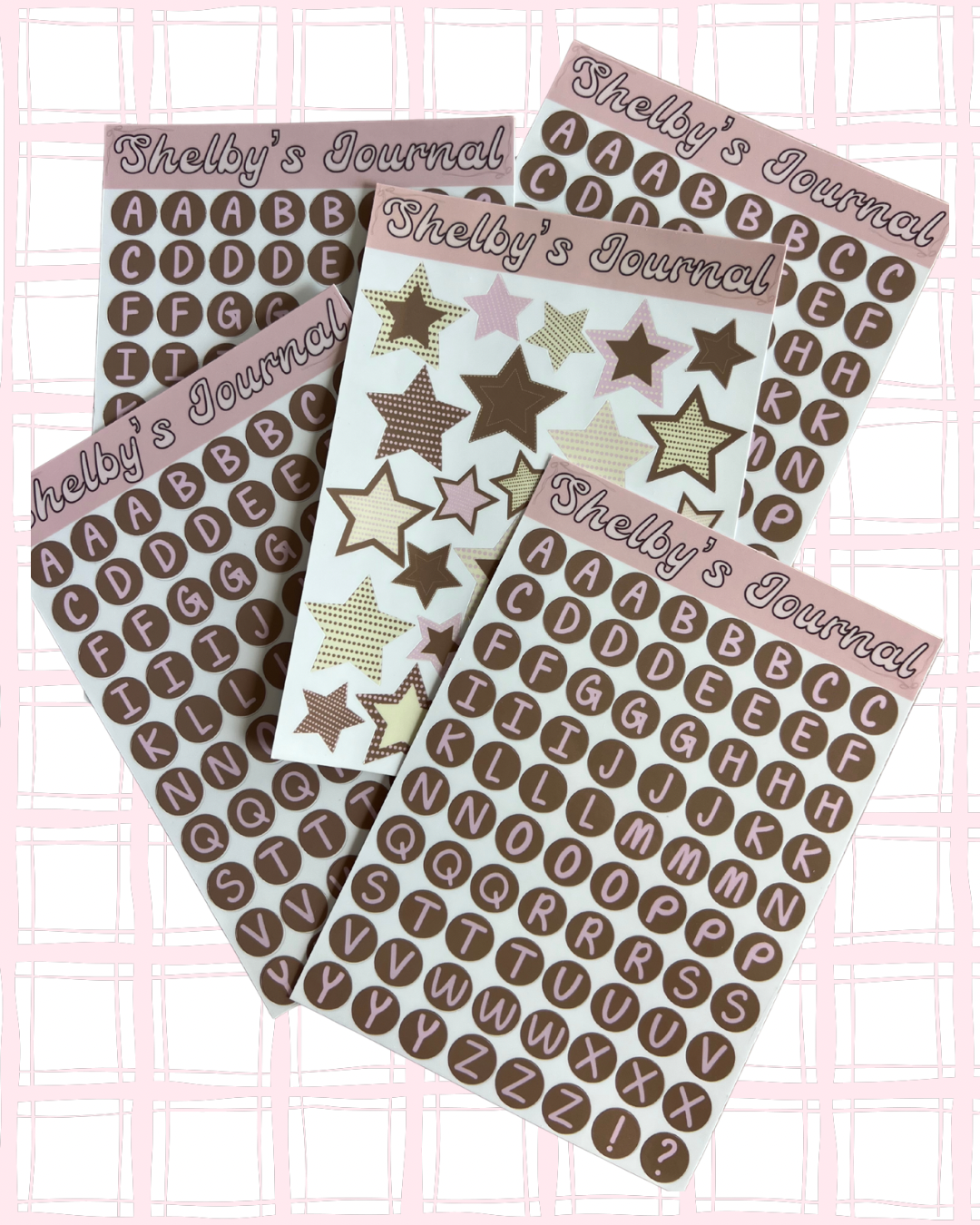 Pink and Brown Letter Sticker Sheet