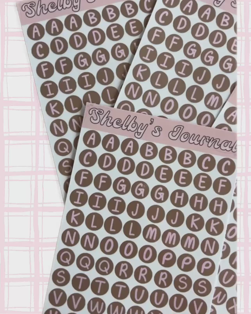 Pink and Brown Letter Sticker Sheet