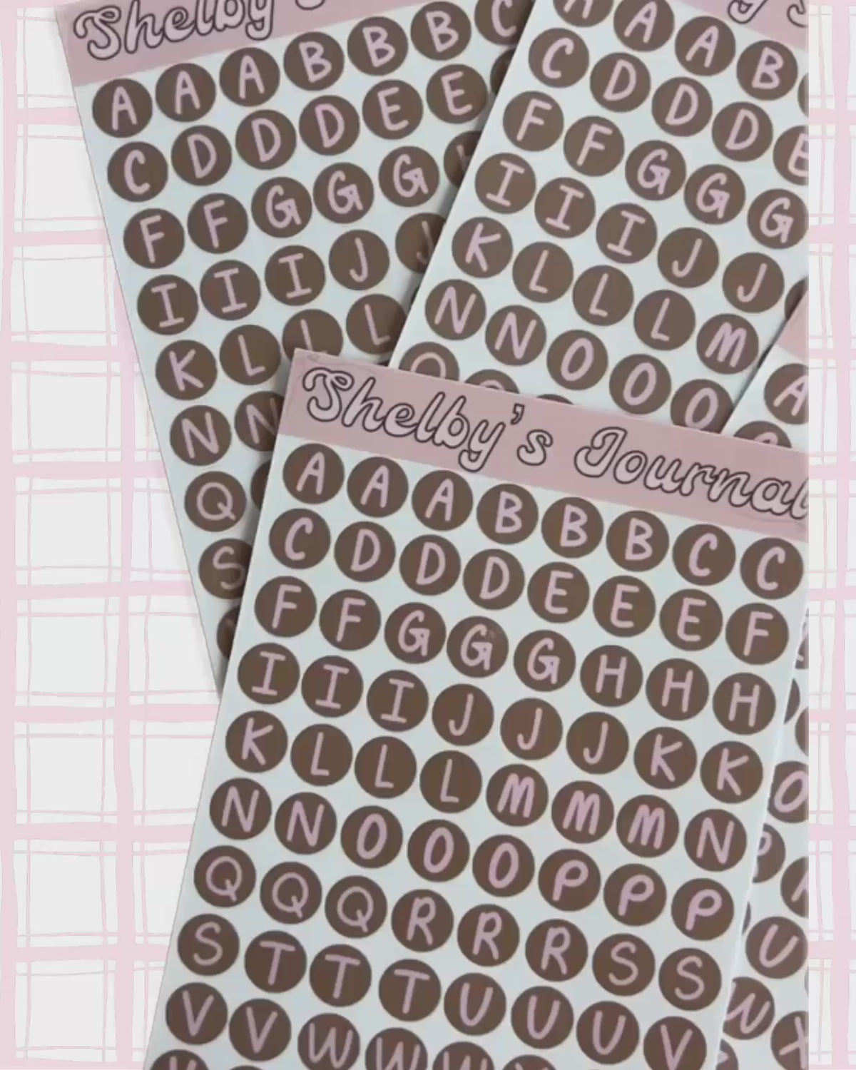 Pink and Brown Letter Sticker Sheet