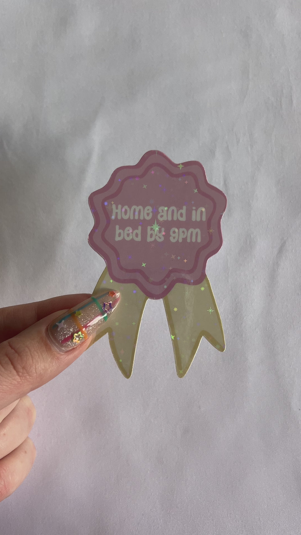 Home And In Bed By 9pm Badge Sticker