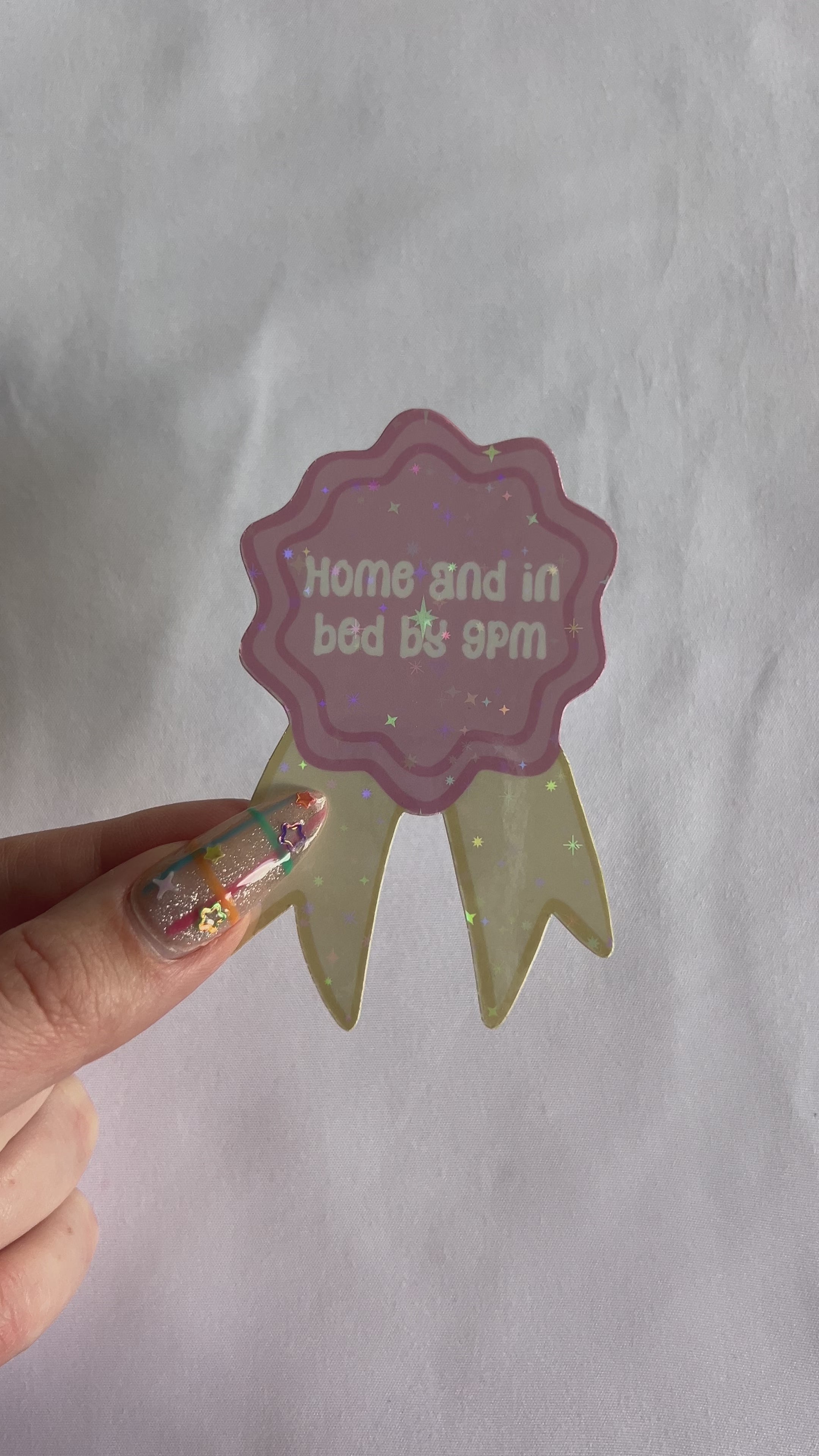 Home And In Bed By 9pm Badge Sticker